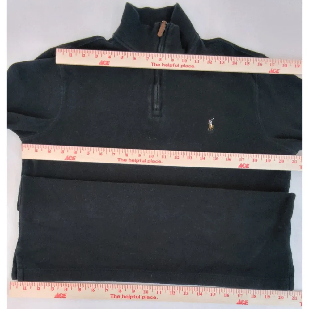 Polo Ralph Lauren Estate Rib 1/4 Zip Sweater Men's M Black Flesh Pony #W5409